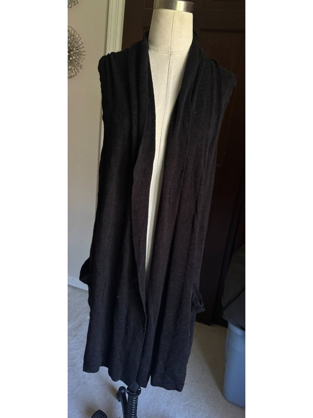 august silk sleeveless tunic length vest with pockets silk blend Large